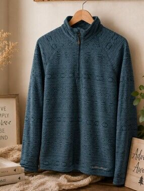 Eddie Bauer | Women's Medium 3/4 Zip Fleece Pullover | Dark Teal